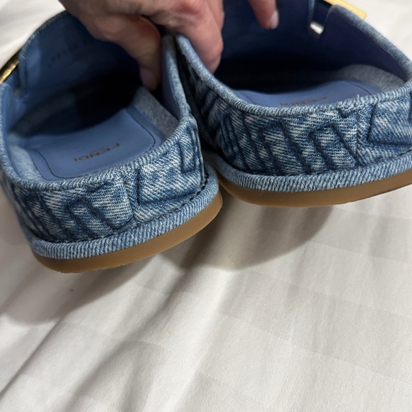 FENDI shoes denim logo buckle mules blue NEW 37 - Picture 7 of 9